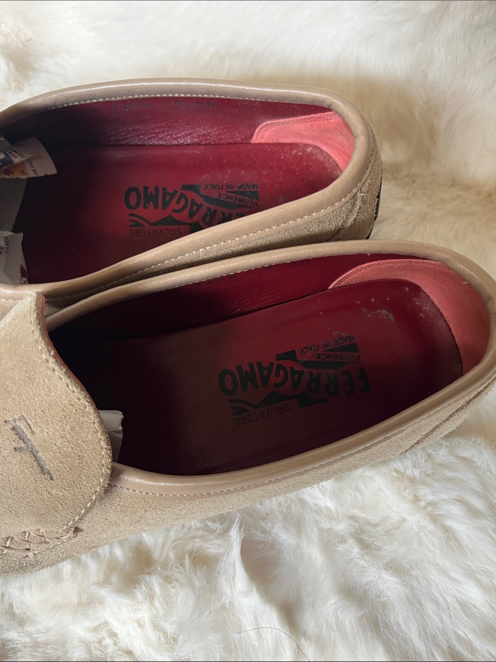 Salvatore Ferragamo Beige Suede Moccasin Loafers size 9 - Picture 4 of 8
